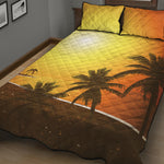 Tropical Beach Sunset Print Quilt Bed Set