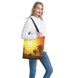 Tropical Beach Sunset Print Tote Bag