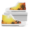Tropical Beach Sunset Print White High Top Sneakers