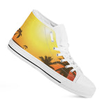 Tropical Beach Sunset Print White High Top Shoes