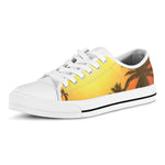 Tropical Beach Sunset Print White Low Top Shoes