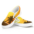 Tropical Beach Sunset Print White Slip On Sneakers
