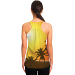 Tropical Beach Sunset Print Women's Racerback Tank Top