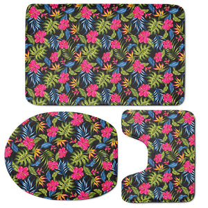 Tropical Bird Of Paradise Pattern Print 3 Piece Bath Mat Set