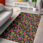 Tropical Bird Of Paradise Pattern Print Area Rug