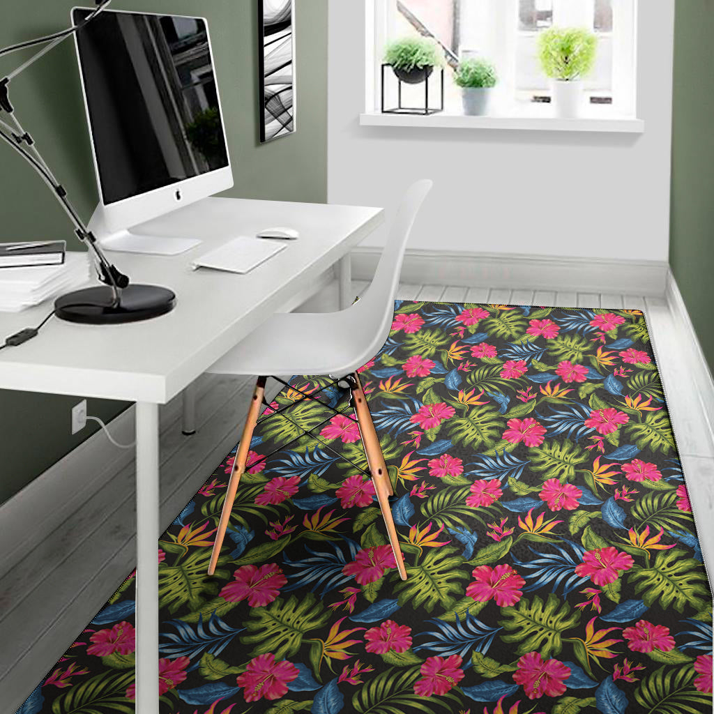 Tropical Bird Of Paradise Pattern Print Area Rug