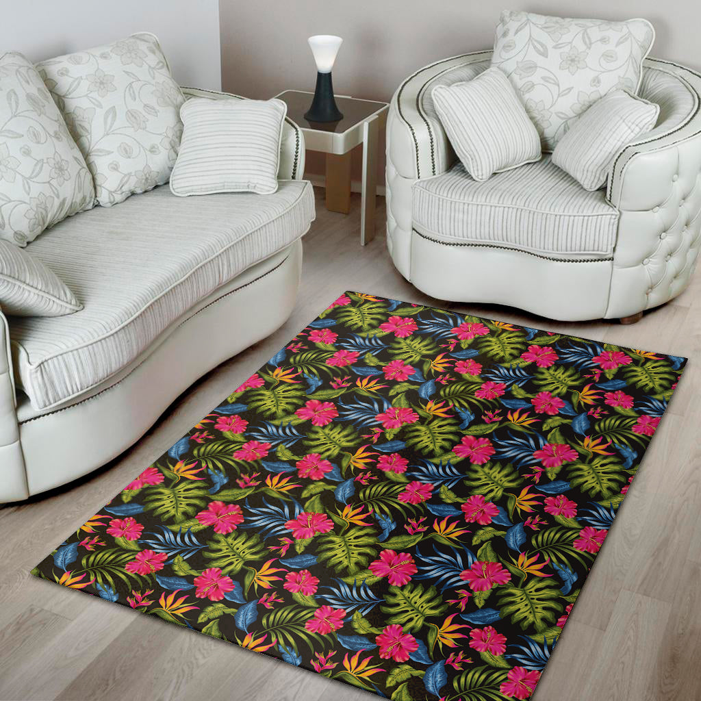 Tropical Bird Of Paradise Pattern Print Area Rug