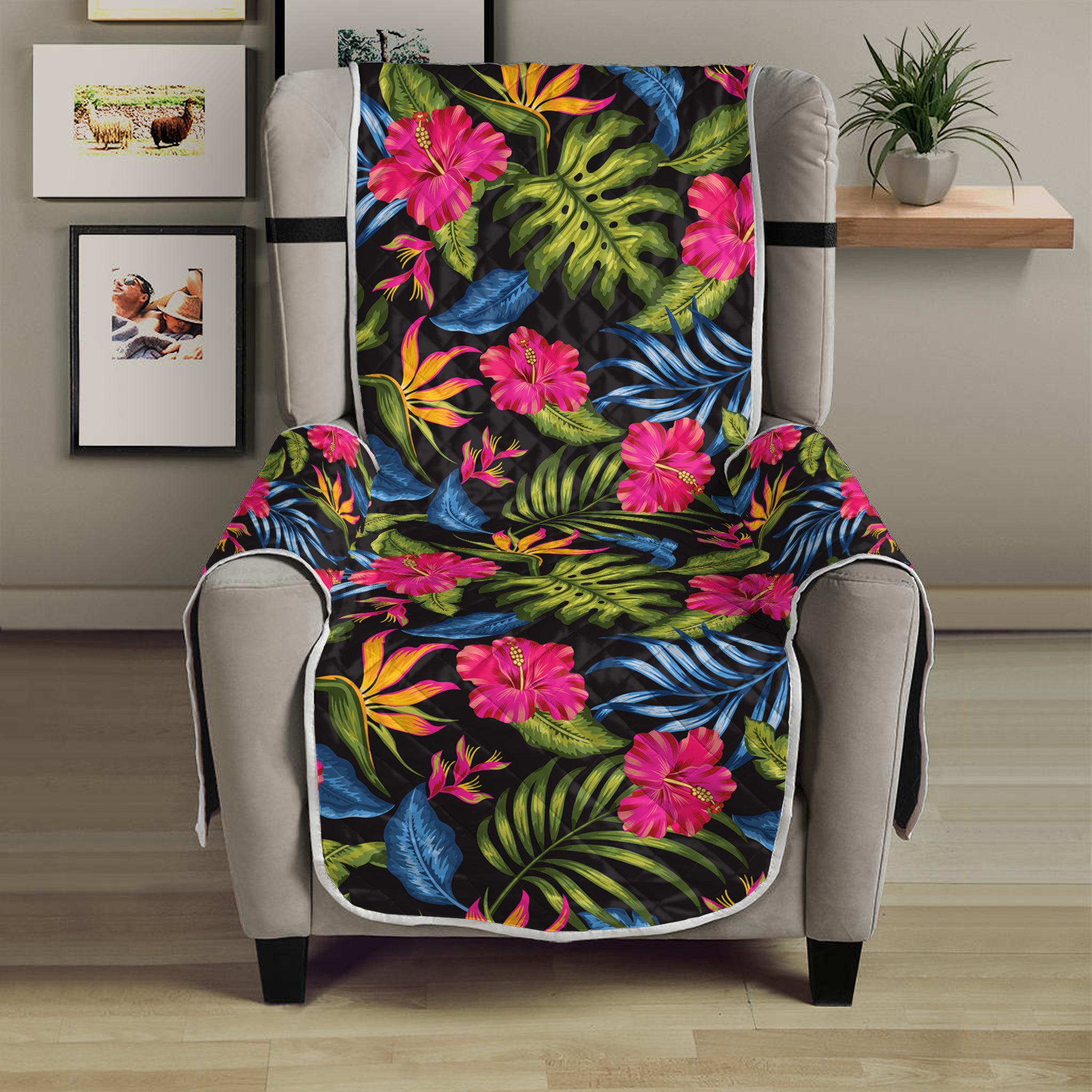 Tropical Bird Of Paradise Pattern Print Armchair Protector