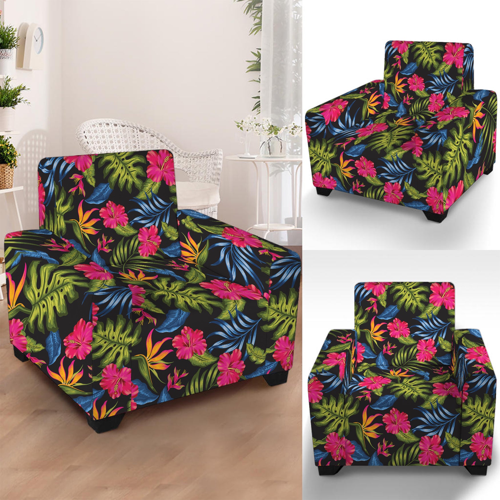 Tropical Bird Of Paradise Pattern Print Armchair Slipcover