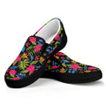 Tropical Bird Of Paradise Pattern Print Black Slip On Sneakers