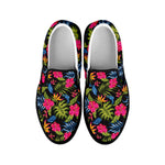 Tropical Bird Of Paradise Pattern Print Black Slip On Shoes