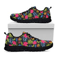 Tropical Bird Of Paradise Pattern Print Black Running Shoes