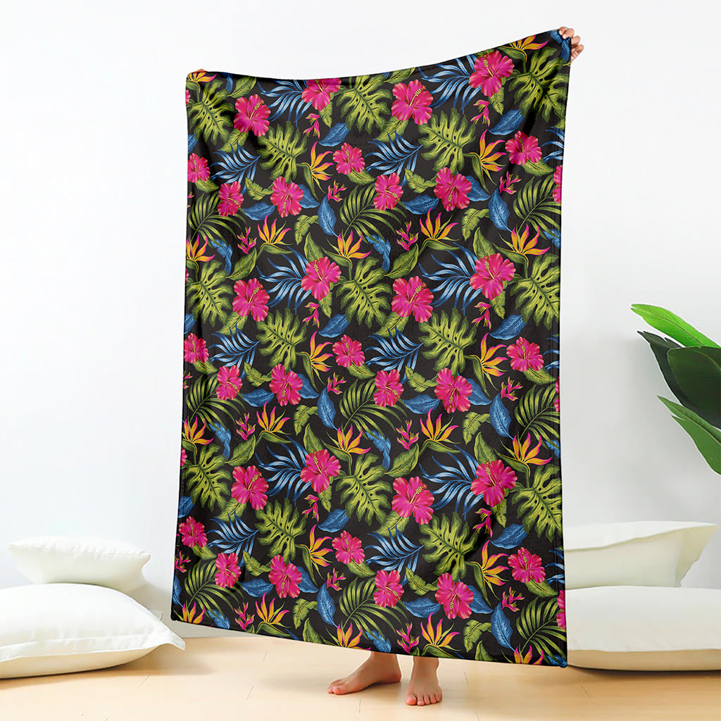 Tropical Bird Of Paradise Pattern Print Blanket