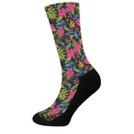 Tropical Bird Of Paradise Pattern Print Crew Socks