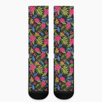 Tropical Bird Of Paradise Pattern Print Crew Socks