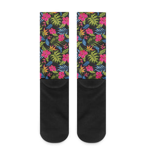 Tropical Bird Of Paradise Pattern Print Crew Socks