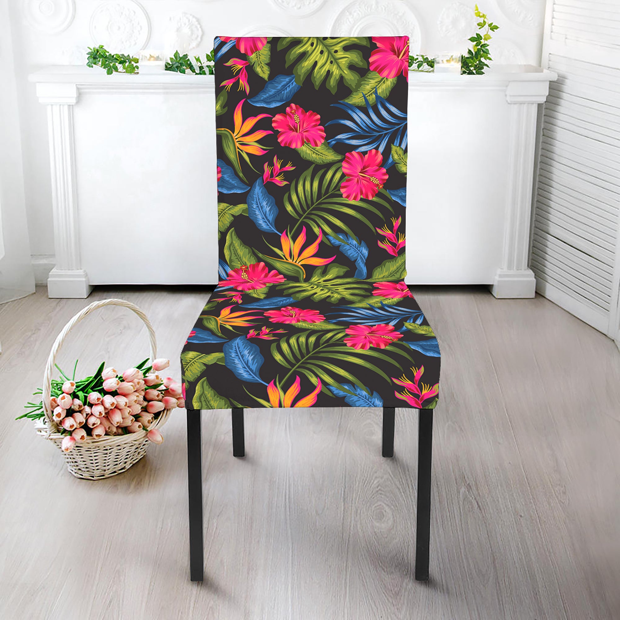 Tropical Bird Of Paradise Pattern Print Dining Chair Slipcover