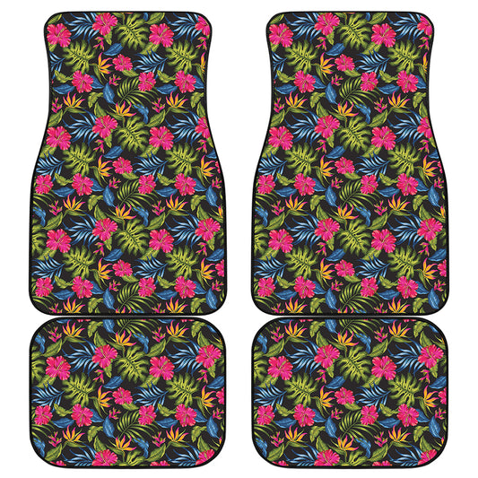 Tropical Bird Of Paradise Pattern Print Front and Back Car Floor Mats