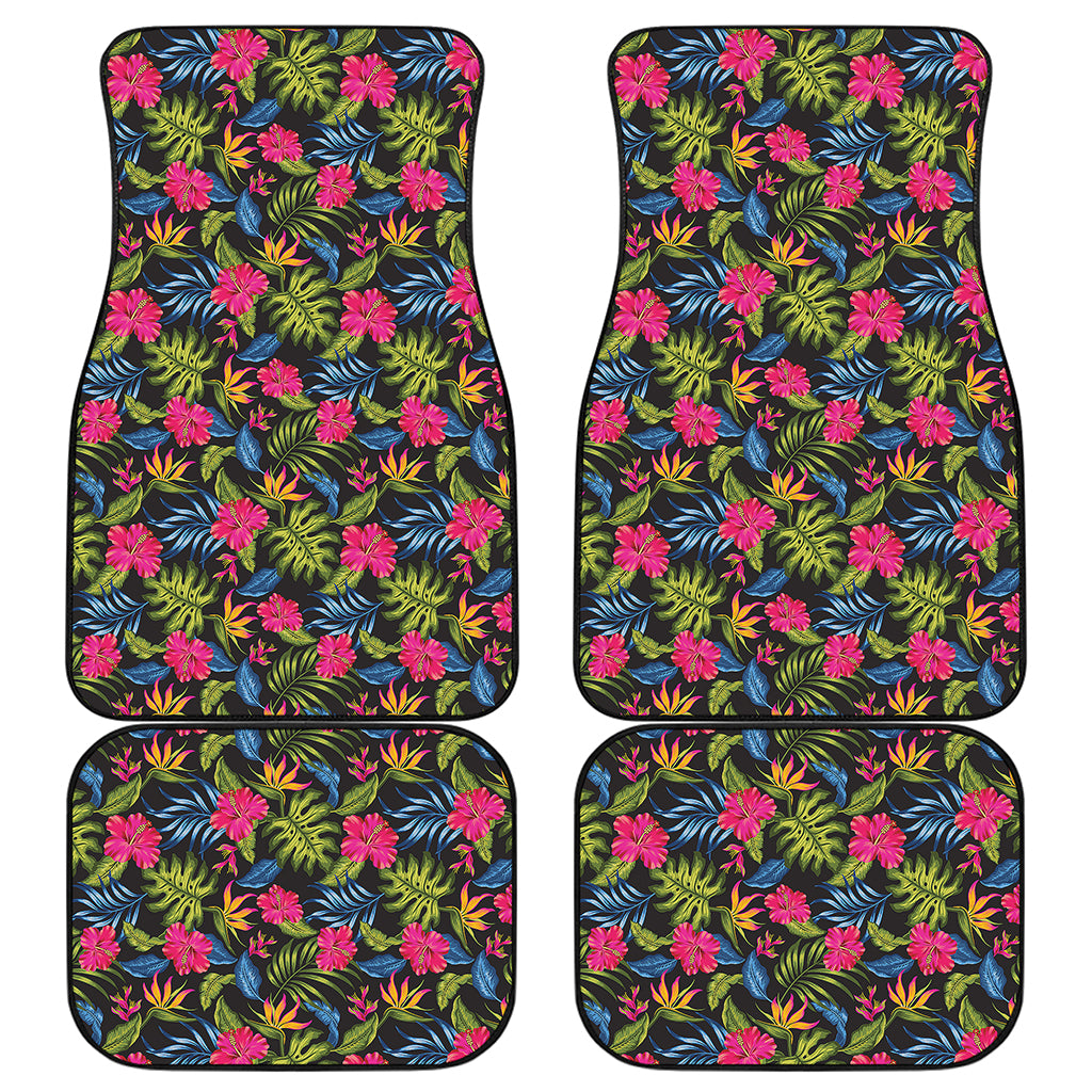 Tropical Bird Of Paradise Pattern Print Front and Back Car Floor Mats