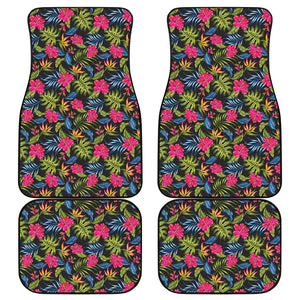 Tropical Bird Of Paradise Pattern Print Front and Back Car Floor Mats