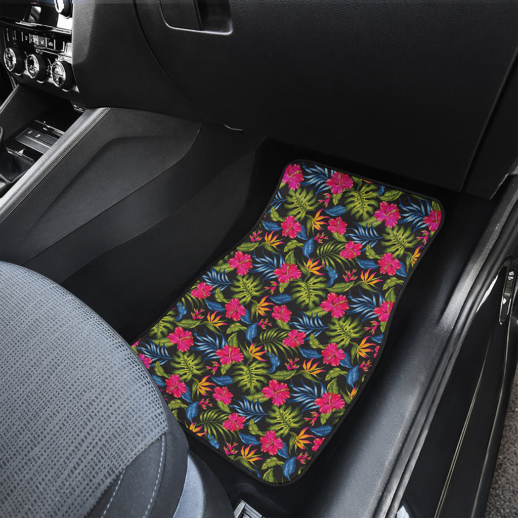 Tropical Bird Of Paradise Pattern Print Front and Back Car Floor Mats