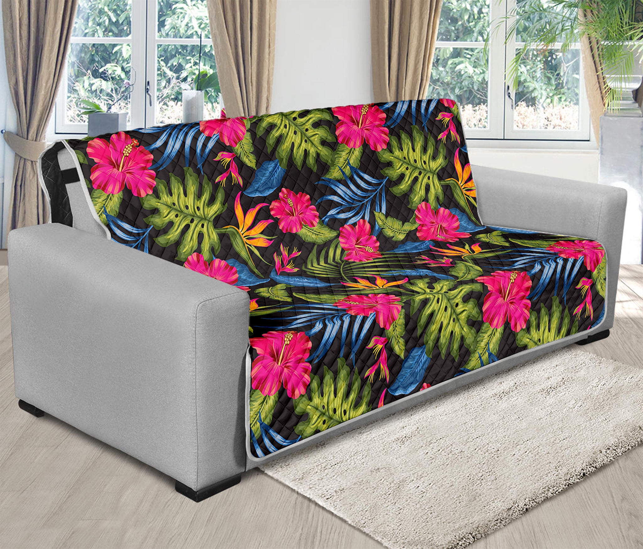 Tropical Bird Of Paradise Pattern Print Futon Protector