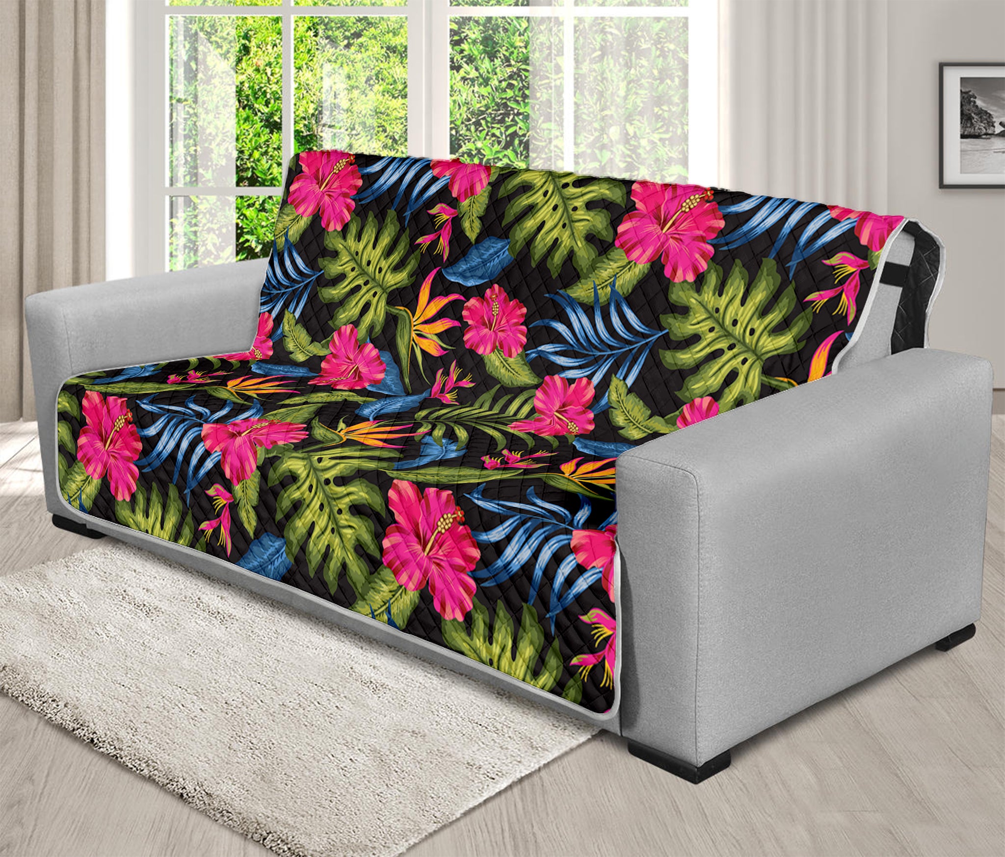 Tropical Bird Of Paradise Pattern Print Futon Protector