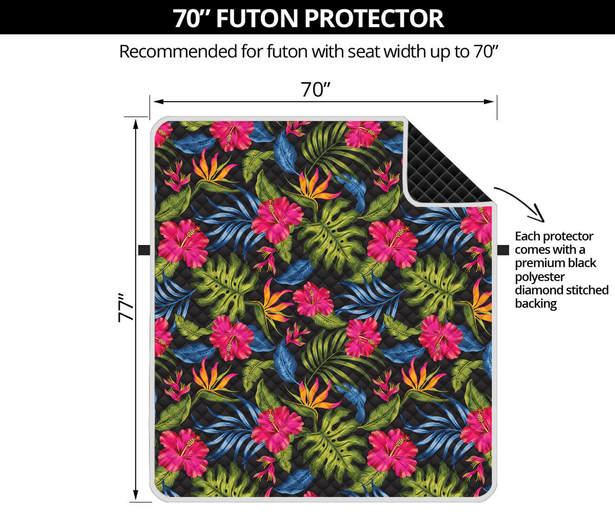 Tropical Bird Of Paradise Pattern Print Futon Protector