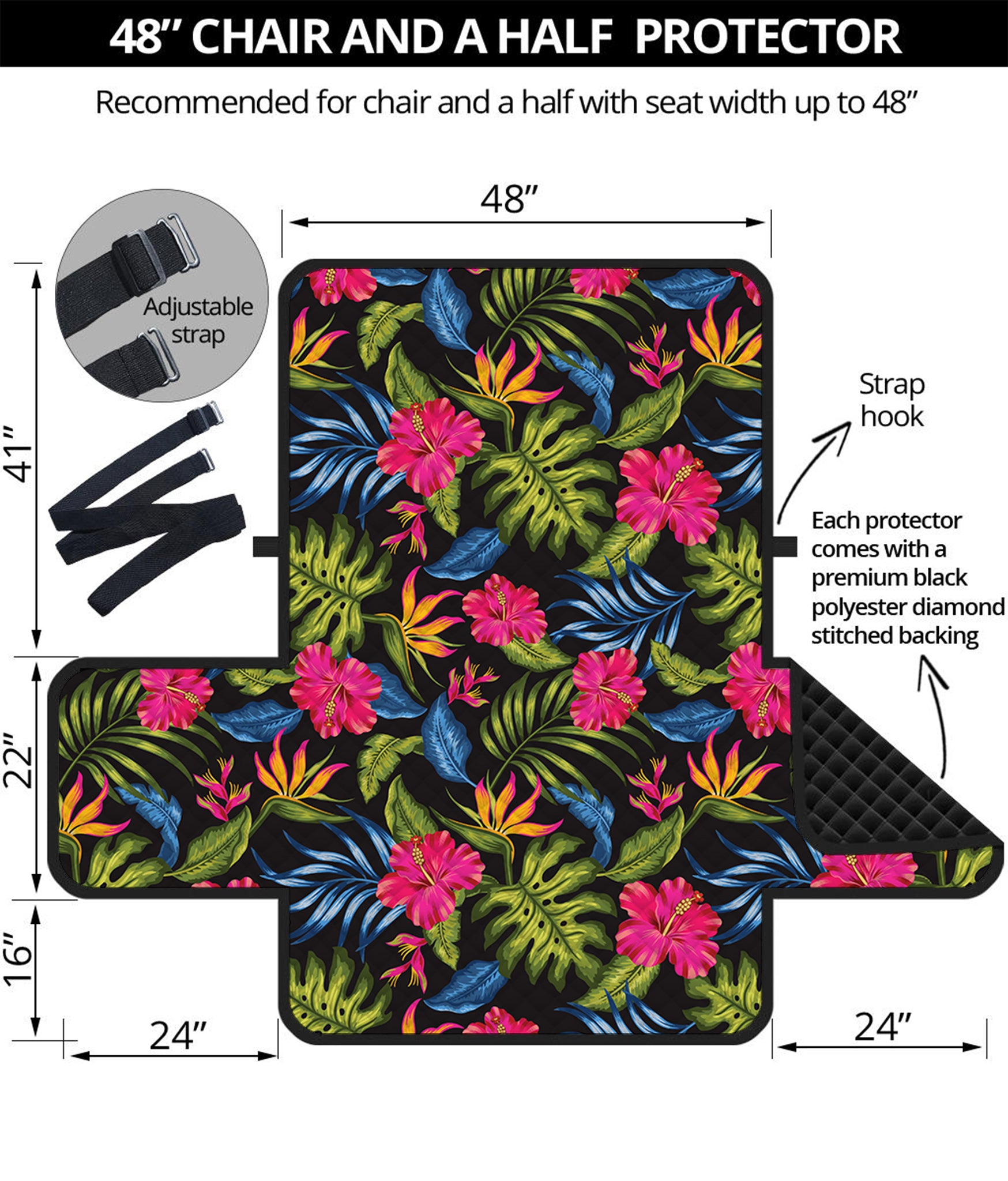 Tropical Bird Of Paradise Pattern Print Half Sofa Protector