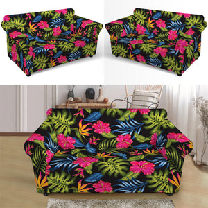 Tropical Bird Of Paradise Pattern Print Loveseat Slipcover