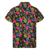 Tropical Bird Of Paradise Pattern Print Men's Short Sleeve Shirt