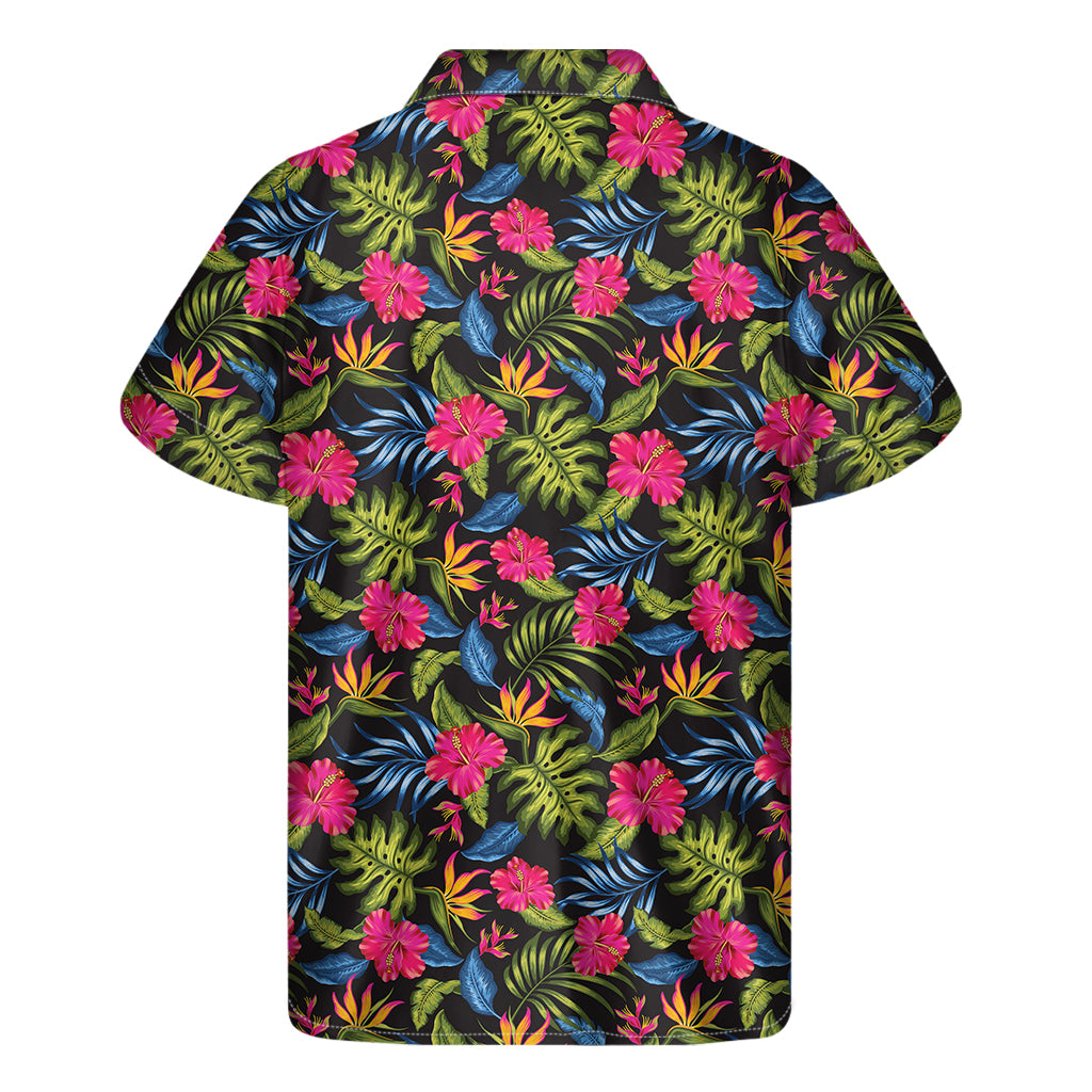 Tropical Bird Of Paradise Pattern Print Men's Short Sleeve Shirt