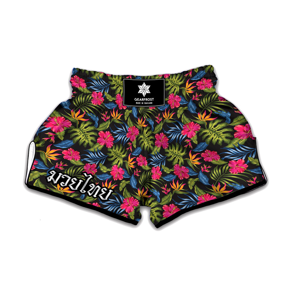 Tropical Bird Of Paradise Pattern Print Muay Thai Boxing Shorts