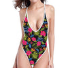 Tropical Bird Of Paradise Pattern Print One Piece High Cut Swimsuit