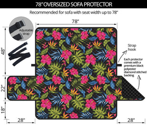 Tropical Bird Of Paradise Pattern Print Oversized Sofa Protector