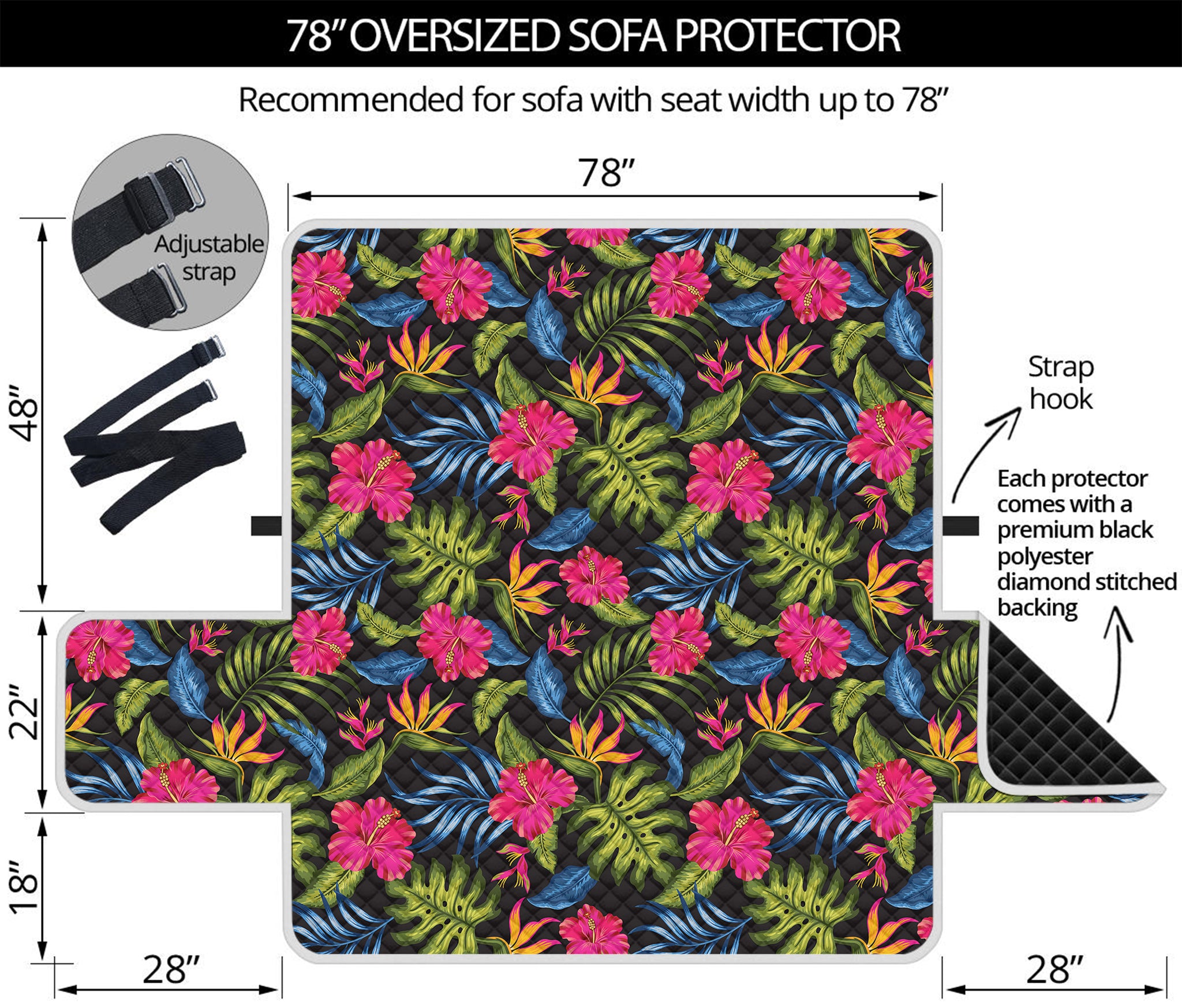 Tropical Bird Of Paradise Pattern Print Oversized Sofa Protector