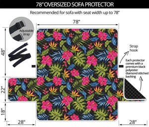 Tropical Bird Of Paradise Pattern Print Oversized Sofa Protector