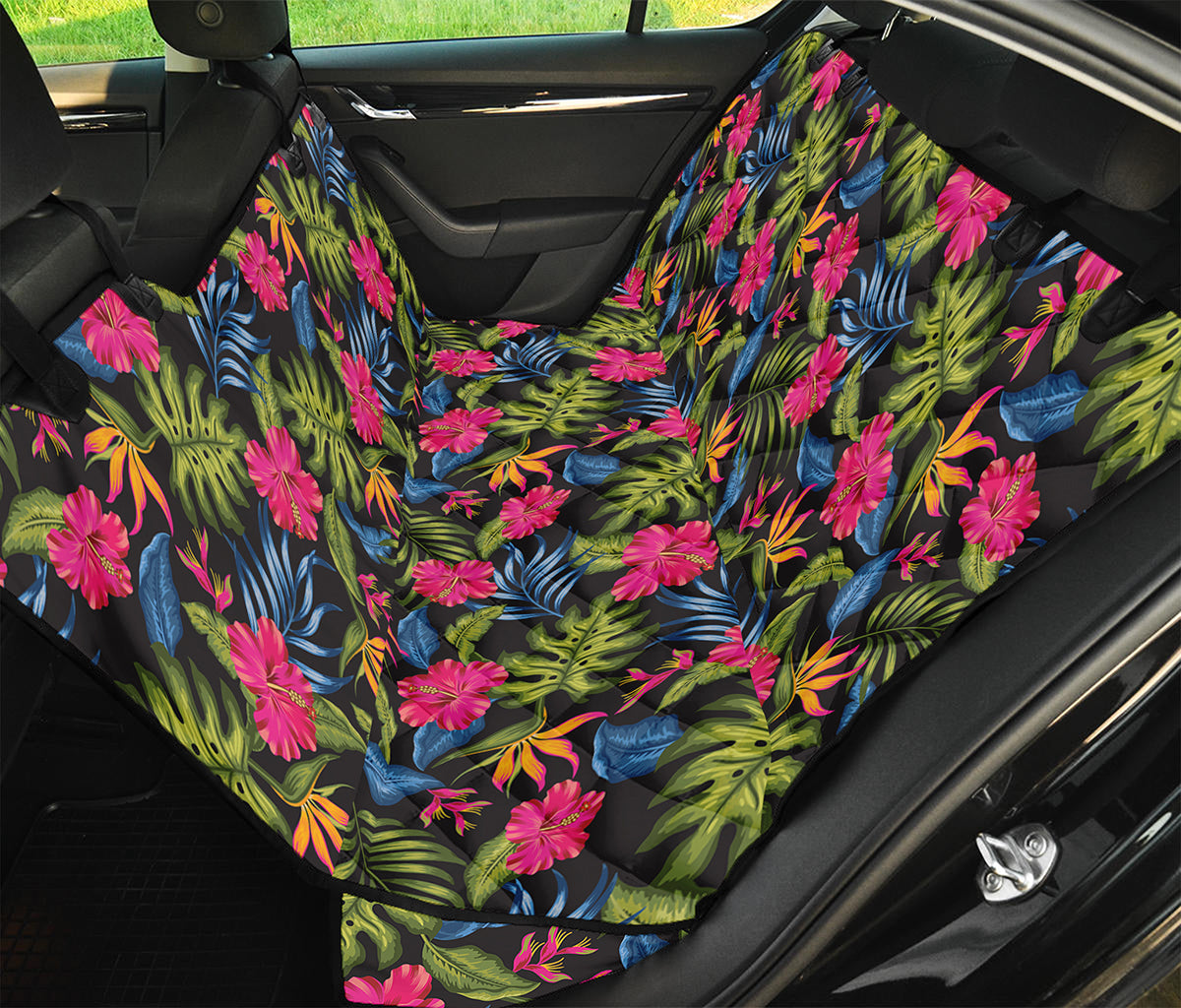 Tropical Bird Of Paradise Pattern Print Pet Car Back Seat Cover