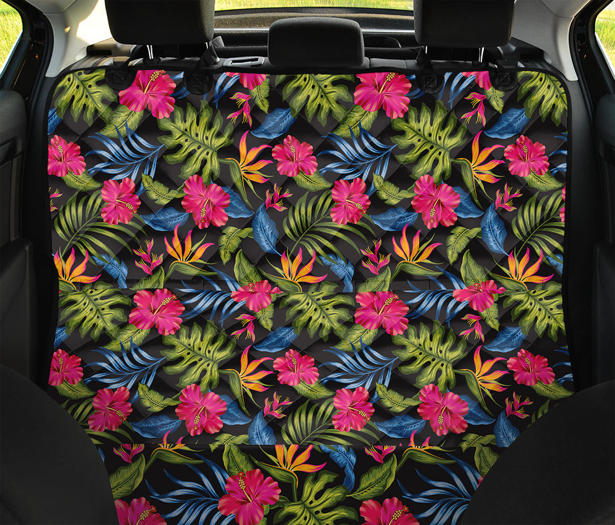 Tropical Bird Of Paradise Pattern Print Pet Car Back Seat Cover