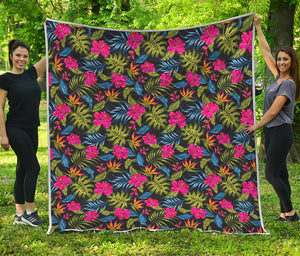 Tropical Bird Of Paradise Pattern Print Quilt