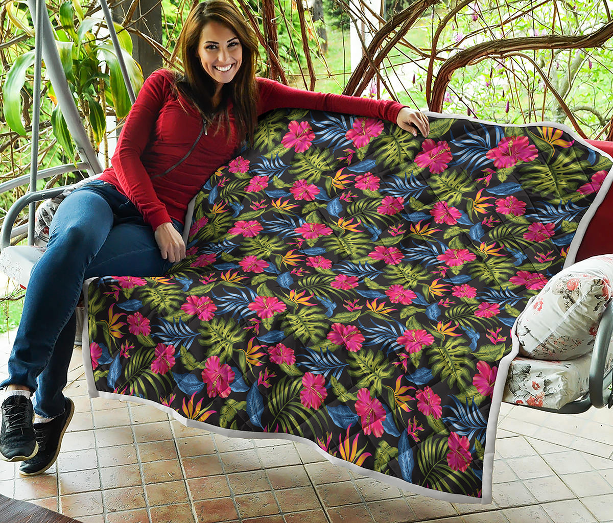 Tropical Bird Of Paradise Pattern Print Quilt