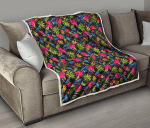 Tropical Bird Of Paradise Pattern Print Quilt