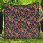 Tropical Bird Of Paradise Pattern Print Quilt