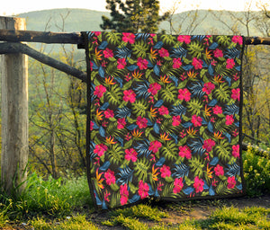 Tropical Bird Of Paradise Pattern Print Quilt