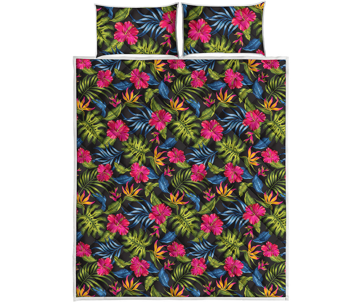 Tropical Bird Of Paradise Pattern Print Quilt Bed Set