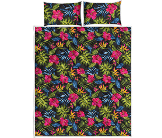 Tropical Bird Of Paradise Pattern Print Quilt Bed Set