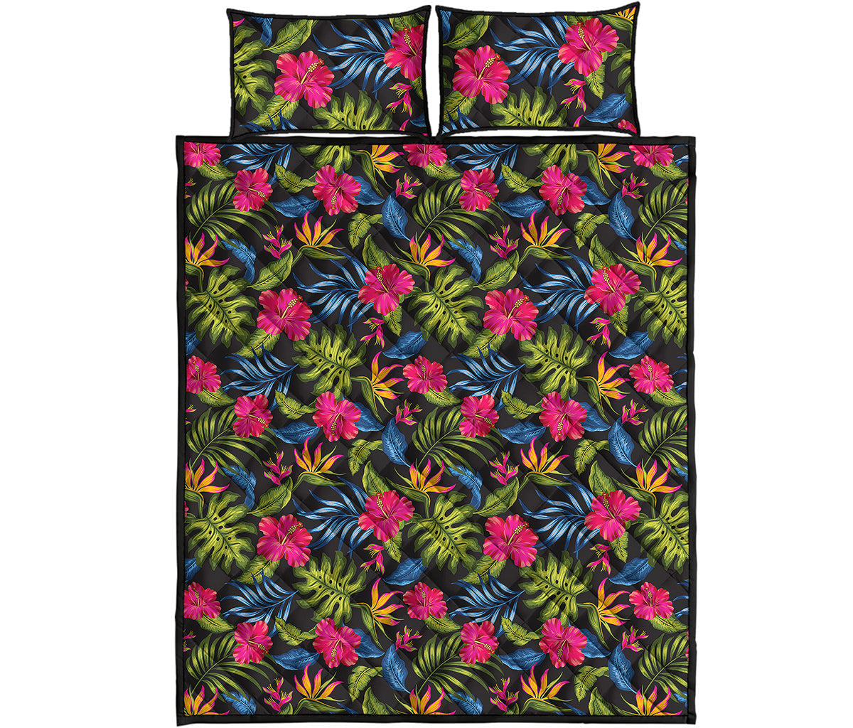 Tropical Bird Of Paradise Pattern Print Quilt Bed Set