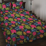 Tropical Bird Of Paradise Pattern Print Quilt Bed Set