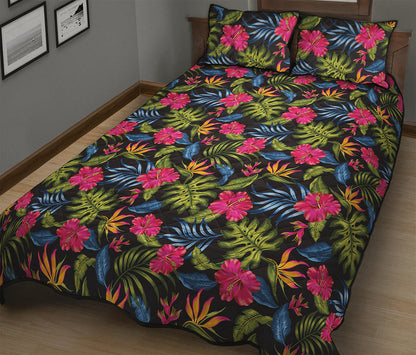 Tropical Bird Of Paradise Pattern Print Quilt Bed Set