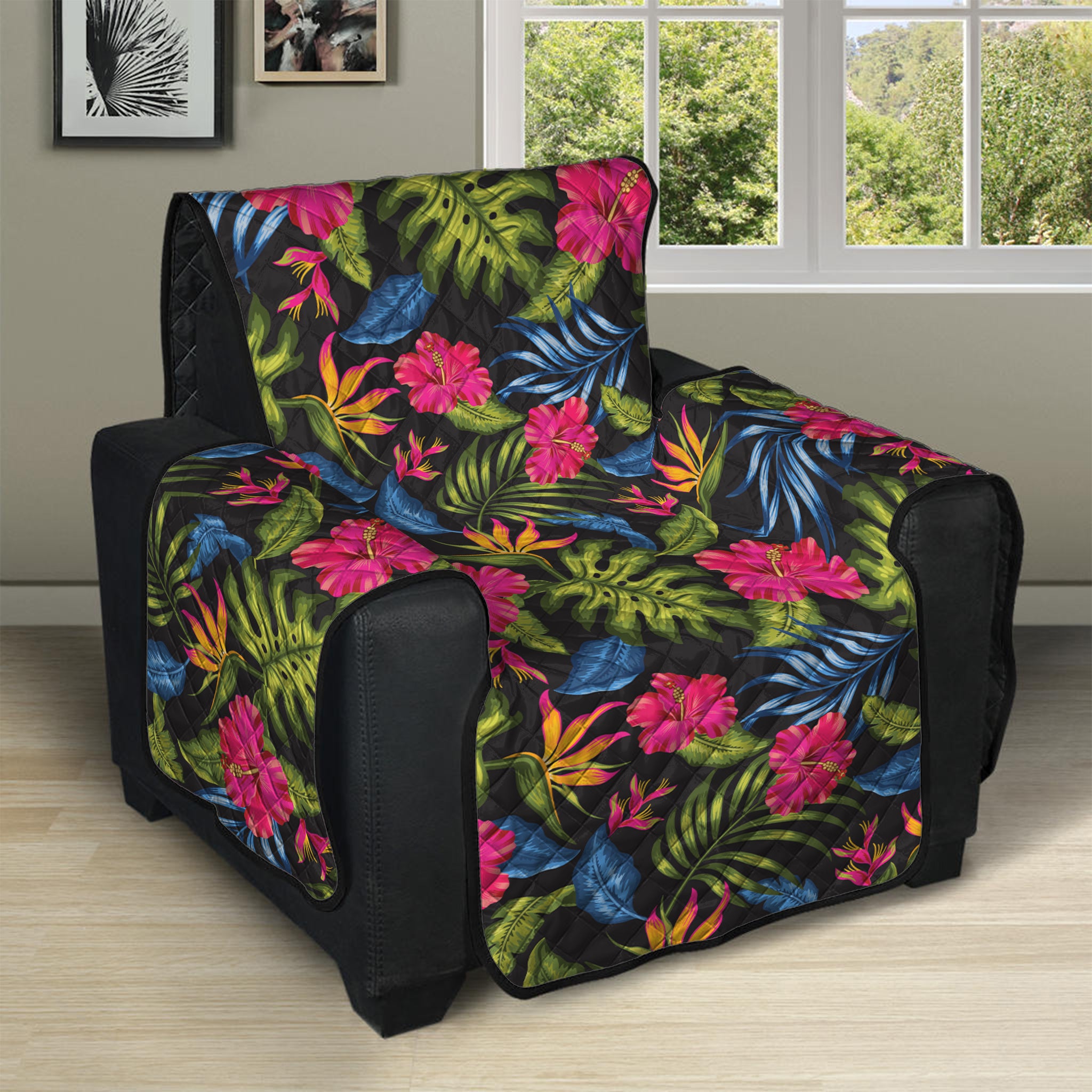 Tropical Bird Of Paradise Pattern Print Recliner Protector